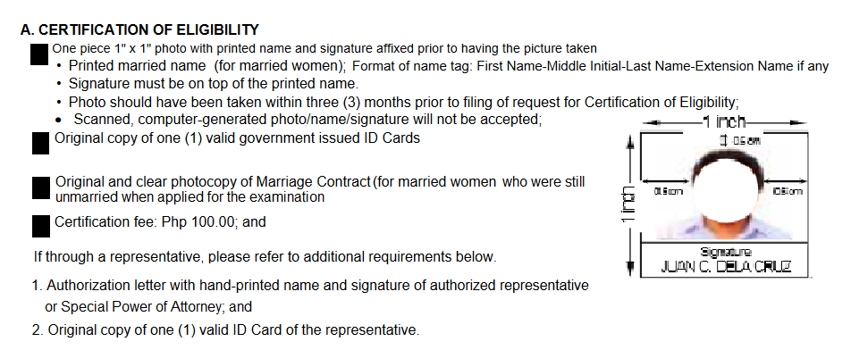 Certification of Eligiblity Requirements